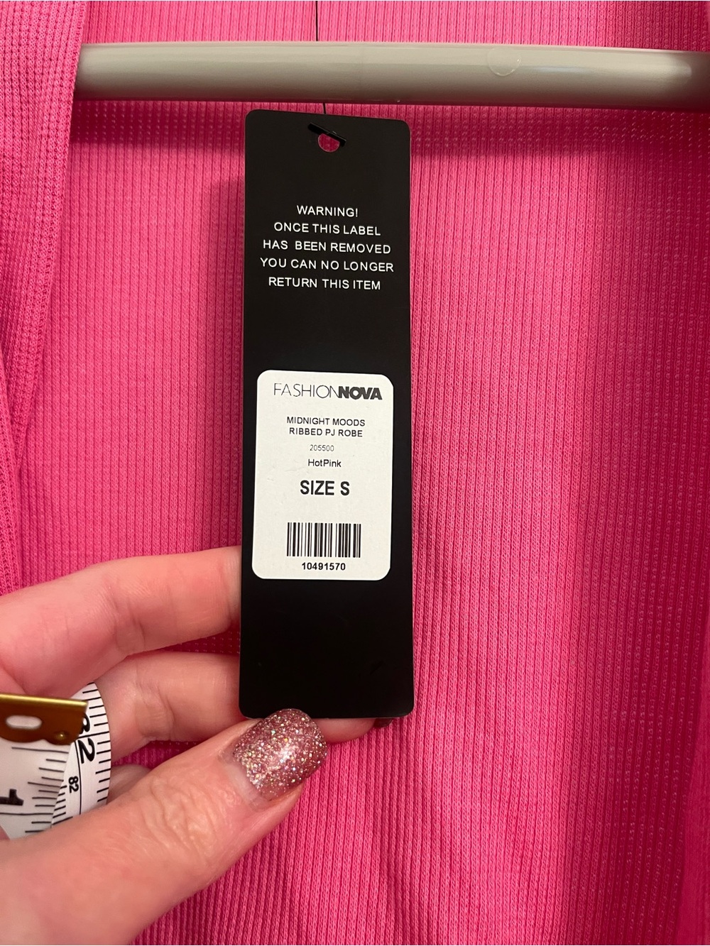 Midnight Moods Ribbed Robe - Hot Pink - Picture 3 of 5